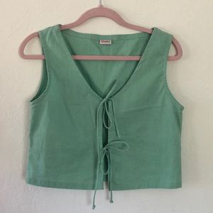 NWOT LISA SAYS GAH! green LINEN/COTTON top size M